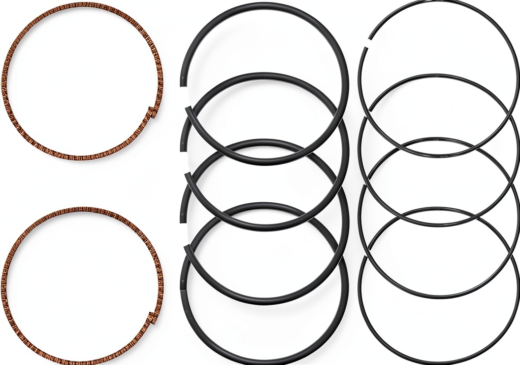 Installing XYgdhqpt piston rings on a Kohler 80mm bore engine in a workshop setting