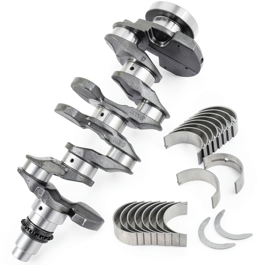 DanVard crankshaft kit components laid out on a garage workbench