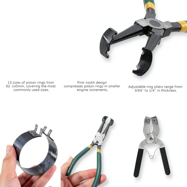 Glarks Piston Ring Compressor Set with 13 Rings and Steel Pliers-5