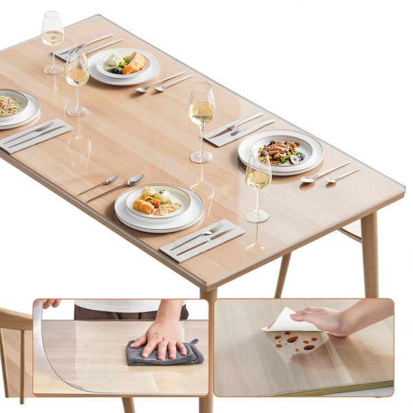 VEVOR Plastic Table Cover 42x72 Clear PVC Desk Mat 2mm Thick-3